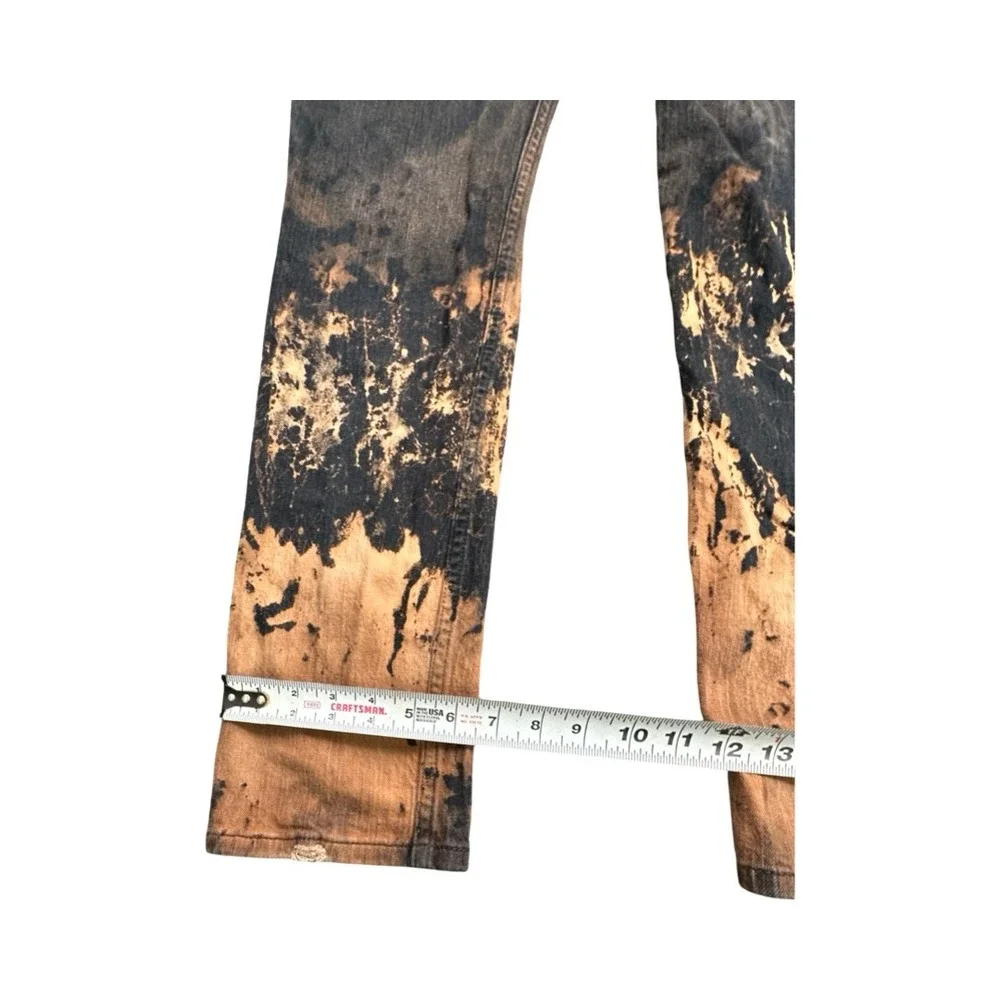 Levi's Jeans Mens W32 L32 Black 511 Slim Fit Bleach Dip Dye Custom Punk Grunge